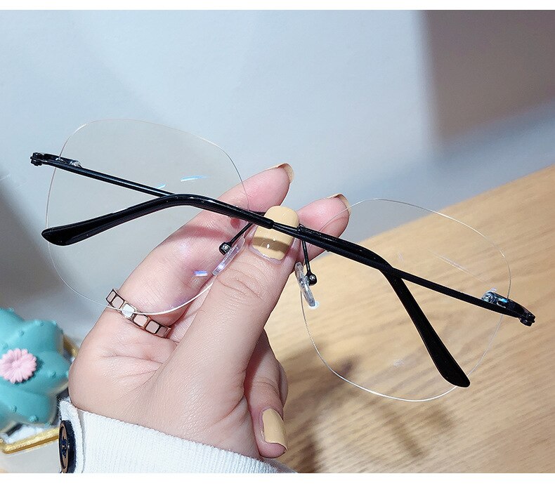 Transparent Rimless Eyeglasses Frames for Women Blue Llight Blocking Glasses Men Computer Optical Frame