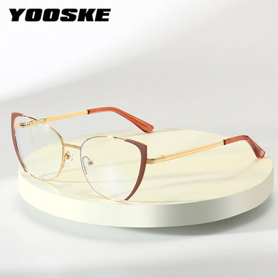 YOOSKE Vintage Cat Eye Glasses Women Blue Light Blocking Glasses Frame Metal Optical Computer Eyeglasses for Ladies  Brand