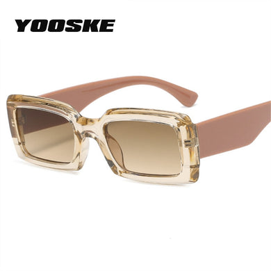 YOOSKE Vintage Rectangle Sunglasses Women  Brand Designer Square Sun Glasse Men INS Popular Style Outdoor UV400 Eyewear