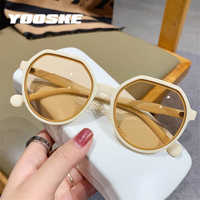 YOOSKE Vintage Sunglasses Women  Brand Irregular Round Sun Glasses Female Korean Style Shades Sunglass for Ladies