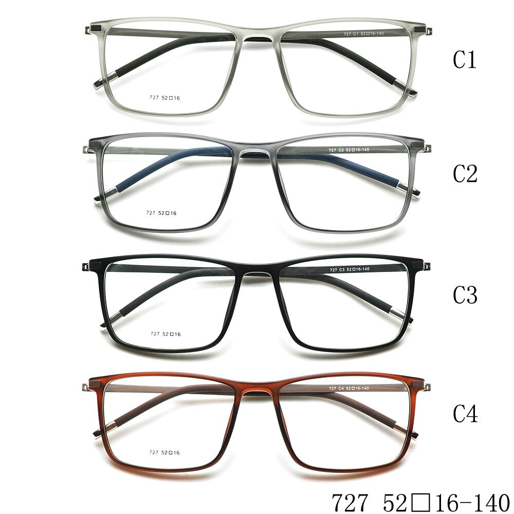 YOUTOP Montature da vista da uomo marroni quadrate leggere Miopia occhiali da vista da donna Ultem 727 