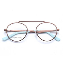 Carica l&#39;immagine nel visualizzatore di Gallery, YOUTOP  Men&#39;s Round Eyeglasses Striped Stainless Steel eyewear Frame Women&#39;s Myopia Frame S7012