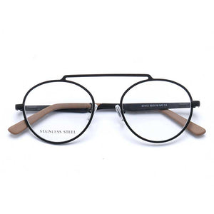 YOUTOP  Men's Round Eyeglasses Striped Stainless Steel eyewear Frame Women's Myopia Frame S7012
