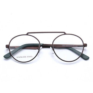 YOUTOP  Men's Round Eyeglasses Striped Stainless Steel eyewear Frame Women's Myopia Frame S7012