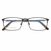 Carica l&#39;immagine nel visualizzatore di Gallery, YOUTOP Square Frame Men&#39;s Business Eyeglasses Male&#39;s Glasses Striped Stainless Steel eyewear 8009