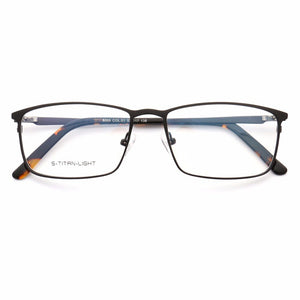 YOUTOP Square Frame Men's Business Eyeglasses Male's Glasses Striped Stainless Steel eyewear 8009
