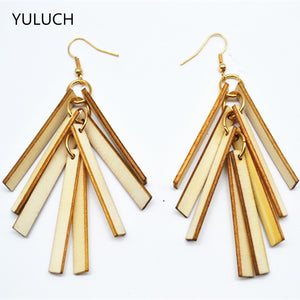 Big brand handmade wind traditional vinatge classical wood dangle earrings Ethnic fabric earrings