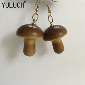 Original novelty design small mushroom pendant earrings for girls jewelry accessories women simple street art earring