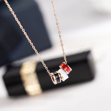 2018 New Rose Gold Color Fashion Three Color Circle Round Pendant Necklace Titanium Steel Jewelry Woman Gift Never Fade