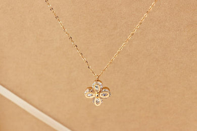 Luxury Zircon Flower Pendant Necklace Woman Stainless Steel Jewelry Gift Rose Gold Silver Color Never Fade Drop Shipping