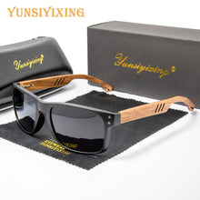 Carica l&#39;immagine nel visualizzatore di Gallery, YUNSIYIXING Wooden Polarized Sunglasses Men Square Resin Sun Glasses Natural Wood UV400 Mirror Eyewear Men/Women Oculos de sol