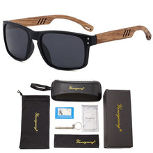 Carica l&#39;immagine nel visualizzatore di Gallery, YUNSIYIXING Wooden Polarized Sunglasses Men Square Resin Sun Glasses Natural Wood UV400 Mirror Eyewear Men/Women Oculos de sol