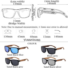 Carica l&#39;immagine nel visualizzatore di Gallery, YUNSIYIXING Wooden Polarized Sunglasses Men Square Resin Sun Glasses Natural Wood UV400 Mirror Eyewear Men/Women Oculos de sol