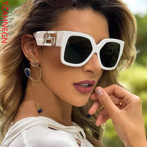 YZAHNEGN Retro large black leopard print square Sunglasses trend women  brand sunglasses women elegant Sunglasses 2023