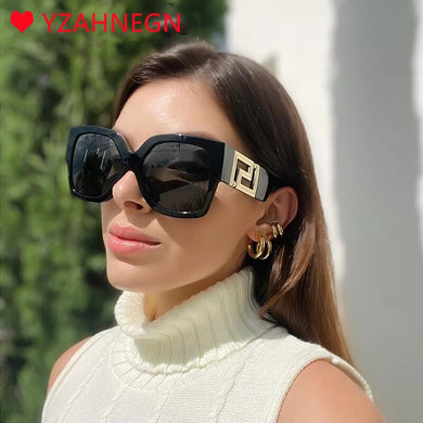 YZAHNEGN Retro grande stampa leopardata nera quadrata Occhiali da sole tendenza donna occhiali da sole di marca donna occhiali da sole eleganti 2023 