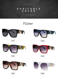 YZAHNEGN Retro large black leopard print square Sunglasses trend women  brand sunglasses women elegant Sunglasses 2023