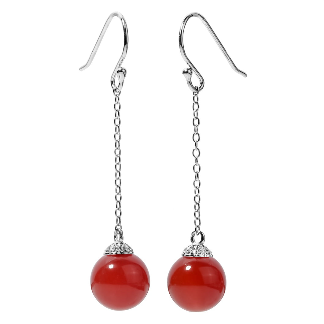 Natural Chalcedony Red 925 Sterling Silver Dangle Drop Earrings Mothers D Jewelry Gift Mom Women Her Dropshipping FE01