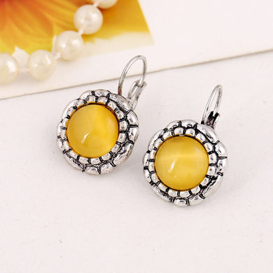 Yellow Opals Stone Pendant Earring Women Fashion Retro Classic Bohemian Party Jewelry