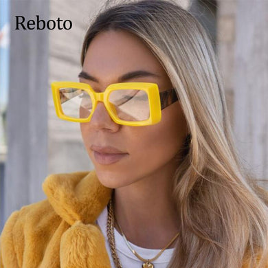 Yellow Square Glasses Frame For Women Oversized Transparent Optical Glasses Frames Female Clear Eyeglasses Eyewear