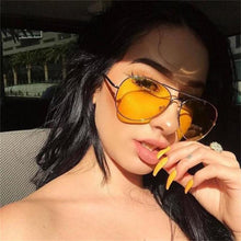 Load image into Gallery viewer, Yellow pilot Glasses women Night Vision Driving glasses big car glasses eyeglasses frames women Eyewear gafas oculos