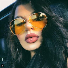 Load image into Gallery viewer, Yellow pilot Glasses women Night Vision Driving glasses big car glasses eyeglasses frames women Eyewear gafas oculos