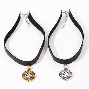 Yennefer Black Leather Choker Wild Hunt Game Cosplay Medallion Pendant For Women Hip-hop Charm Necklace Clavicle Cool Jewelry