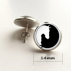Yin Yang Horse Logo 2Styles Silver Pendant Necklace Long Chian Statement Handmade Necklace For Women