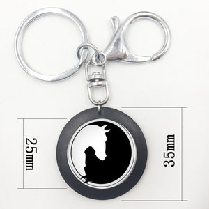 Yin Yang Horse Logo 2Styles Silver Pendant Necklace Long Chian Statement Handmade Necklace For Women