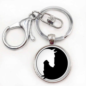 Yin Yang Horse Logo 2Styles Silver Pendant Necklace Long Chian Statement Handmade Necklace For Women