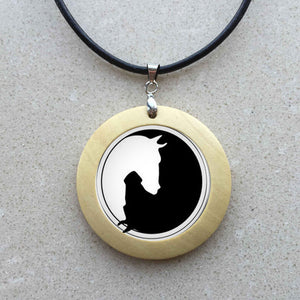Yin Yang Horse Logo 2Styles Silver Pendant Necklace Long Chian Statement Handmade Necklace For Women