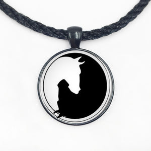 Yin Yang Horse Logo 2Styles Silver Pendant Necklace Long Chian Statement Handmade Necklace For Women