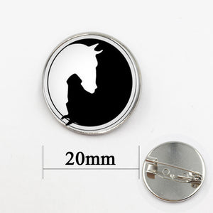Yin Yang Horse Logo 2Styles Silver Pendant Necklace Long Chian Statement Handmade Necklace For Women