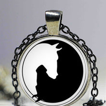 Load image into Gallery viewer, Yin Yang Horse Logo 2Styles Silver Pendant Necklace Long Chian Statement Handmade Necklace For Women