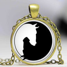 Load image into Gallery viewer, Yin Yang Horse Logo 2Styles Silver Pendant Necklace Long Chian Statement Handmade Necklace For Women