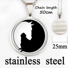 Load image into Gallery viewer, Yin Yang Horse Logo 2Styles Silver Pendant Necklace Long Chian Statement Handmade Necklace For Women