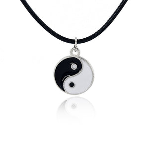 Yin Yang Pendant Necklace Black White Couple Sister Friends Fashion Jewelry Unique Gifts for Women Enamel