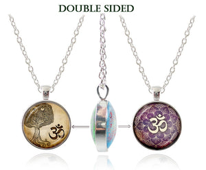 Yoga necklace om pendant mandala jewelry double faced namaste necklesswomen necklaces buddhism Zen statement necklace wholesale