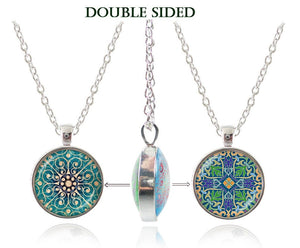 Yoga necklace om pendant mandala jewelry double faced namaste necklesswomen necklaces buddhism Zen statement necklace wholesale