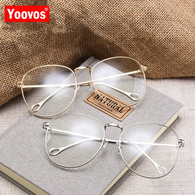 Yoovos 2023 Glasses Frame Women Round Oversized Eyeglasses  Frame Large Flat Mirror Eyewear Men/Women Big Frame Mirror Gafas