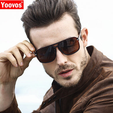 Yoovos 2023 Polarized  Sunglasses Men Retro Square Mirror Driving Sun Glasses UV400 Brand Lunette De Soleil Homme