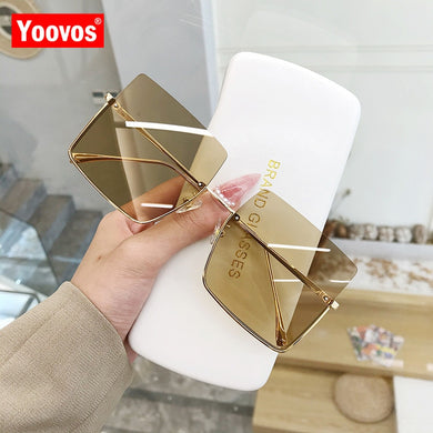 2022 Sunglasses Women Luxury Sun Glasses For Women Glasses Retro Brand Square Sunglasses Women Metal Half Frame Eyewear