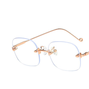 2022 Women Glasses Frame Luxury Eyeglasses Frame Women Anti Blue Light Eyewear Optics Brand Women Frameless Spectacle