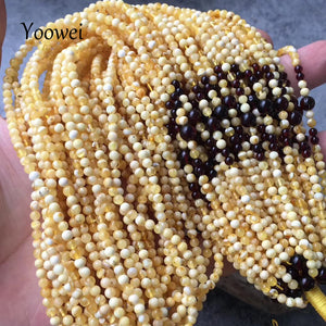 3mm 52cm Amber Necklace for Jewelry Making Genuine Tiny Diy Beads 100% Real Natural Baltic Cream Amber Jewelry Wholesale
