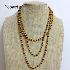 45cm--160cm Natural Amber Necklace for Women Baltic Genuine Irregular Long Chain Necklace Precious Stone Amber Jewelry
