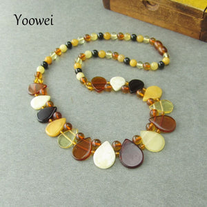 47cm Amber Necklace for Women Gogerous Gift Boho European Design 5.6mm Baltic Amber Beads Collars Amber Jewelry Wholesale