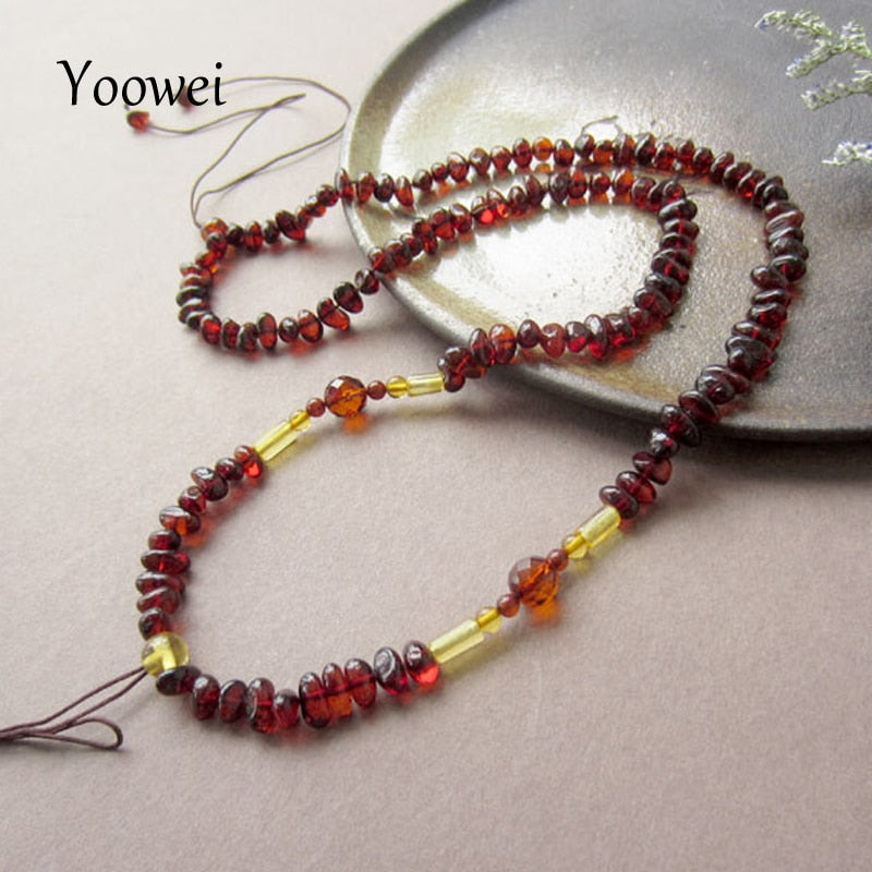 50cm Irregular Amber Necklace Natural Precious Stone Jewlery Women Gift Strand Necklace Small Beads Baltic Amber Jewelry