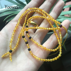 51cm 3g Baltic Natural Amber Necklace for Women 3mm Mini Round Beads diy Tiny Adjustable Genuine Amber Jewelry Wholesale