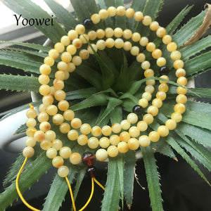 5mm 9.5g Natural Amber Bracelet for Unisex 108 Mala Beads 58cm Genuine Meditation Buddhist Women Amber Jewelry Wholesale