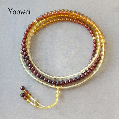 Braccialetti di ambra naturale da 83 cm per la meditazione Yoga Perline piccole 216 Preghiera Buddha Mala Collana di ambra rotonda Gioielli all'ingrosso 