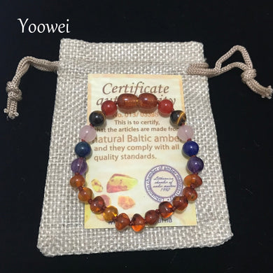 Bracciale in ambra cavigliera gemme naturali originali fatte a mano gioielli in ametista collana in ambra baltica per la dentizione del bambino per bambini donne 